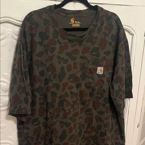 Carhartt Men's Brown and Green Camouflage Tee